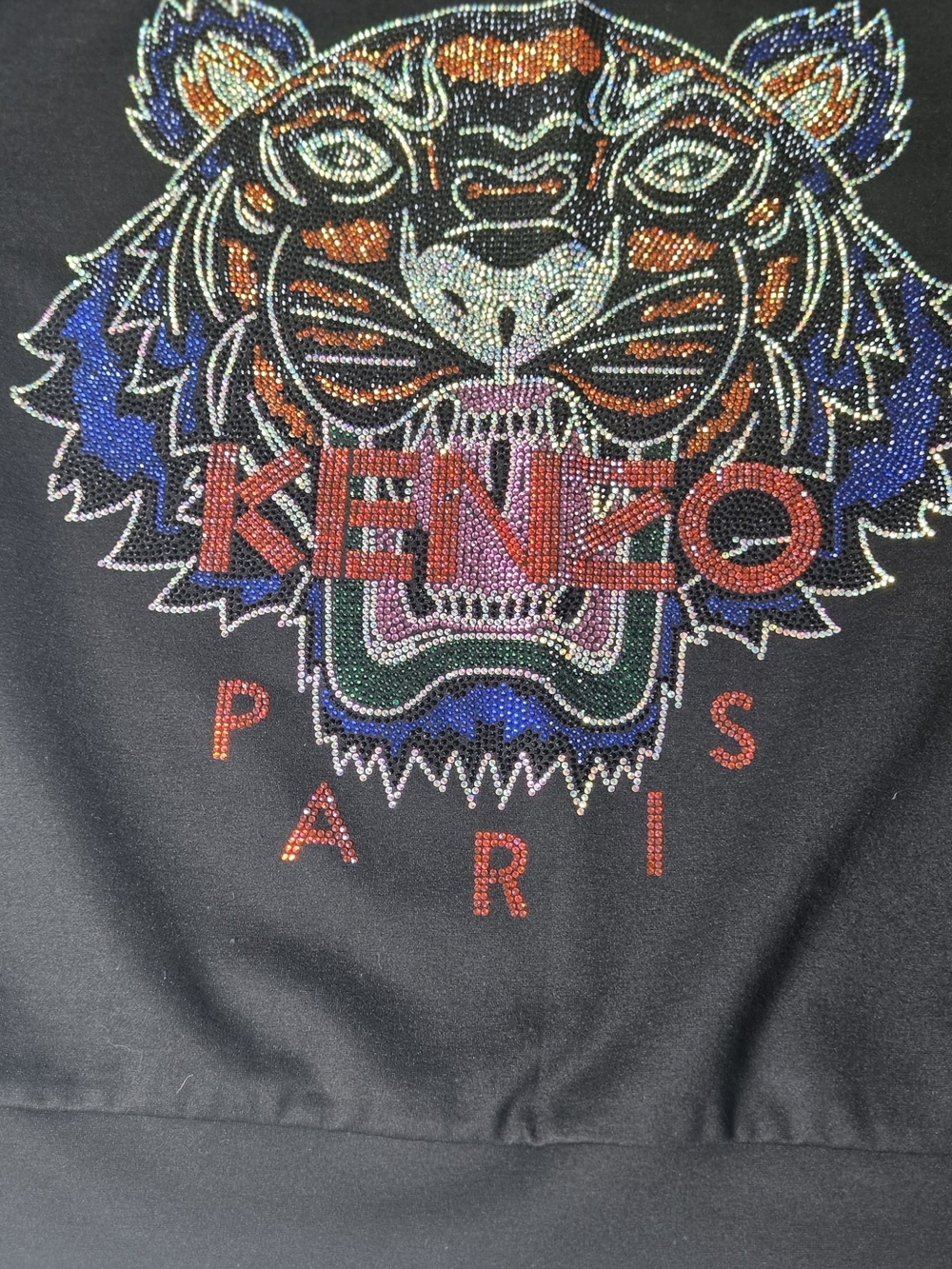 Kenzo Crystal Tiger Logo Sweatshirt - Black with Multi Rhinestones